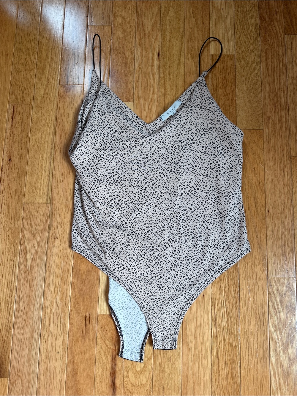 gaze Beige Leopard Print Spaghetti Strap Bodysuit